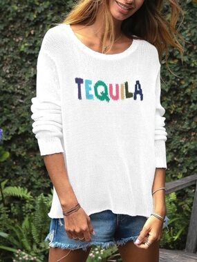 Tequila Sweater in White by Wooden Ships